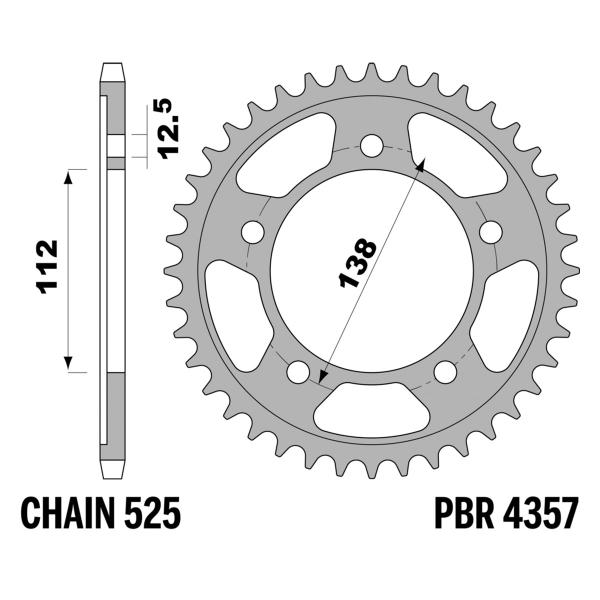 PBR Steel rear sprocket Z42 teeth 525 size Honda CBR600F 1999-2000