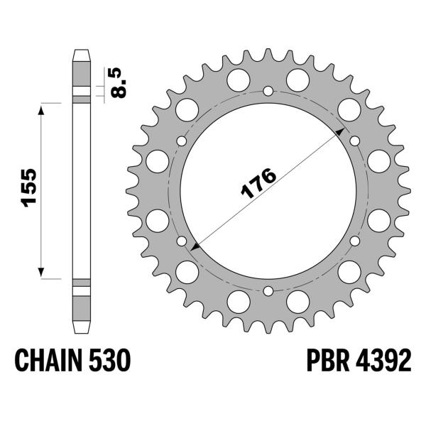 Corona PBR Z42 denti passo 530 in Acciaio Triumph Speed Triple 955 2002-2004