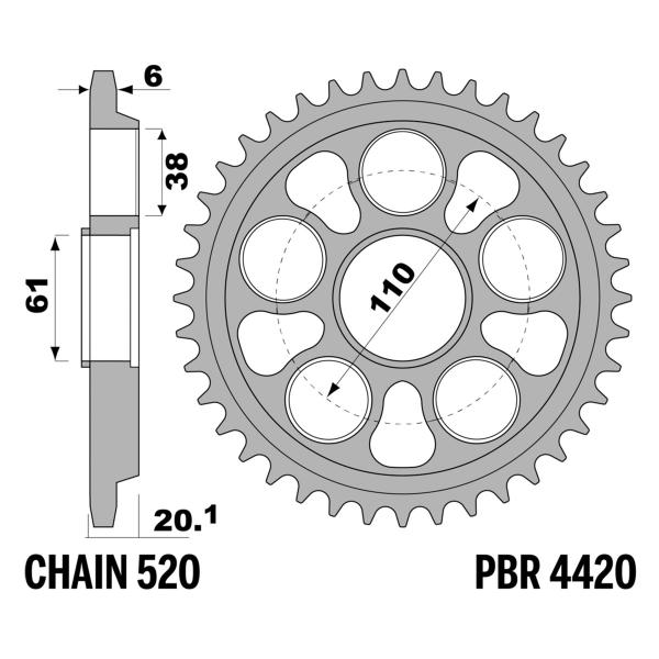 PBR Hard Ergal rear sprocket Z41 teeth 520 size Mv Agusta F4 Brutale 750 2003-2004