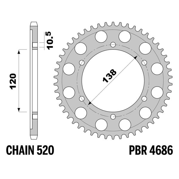 Corona PBR Z36 denti passo 520 in Acciaio Honda CB300F 2015-2018