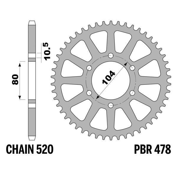 Corona PBR Z39 denti passo 520 in Ergal Duro Kawasaki ZX6R Ninja 2000-2001