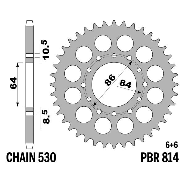 PBR Steel rear sprocket Z45 teeth 530 size Suzuki GT380 1973-1978