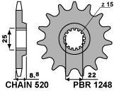 Front sprocket PBR size 520, 13 teeth for Husaberg TE300 2010>2014
