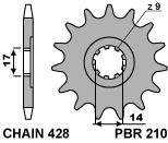 Front sprocket PBR size 428, 12 teeth for Cagiva COCIS 50 1990>1992