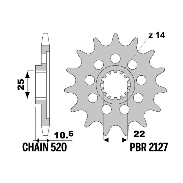 PBR front sprocket Z14 teeth 520 size Mv Agusta B3 Brutale 675 2012