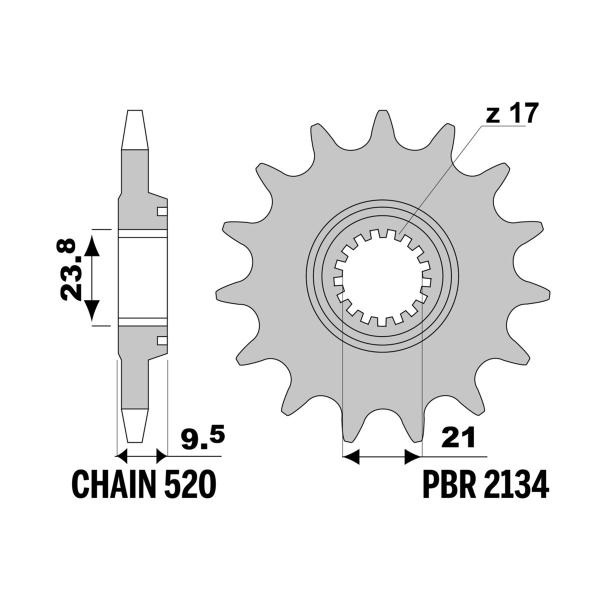 PBR front sprocket Z13 teeth 520 size Honda CRF250R 4T 2019-2023