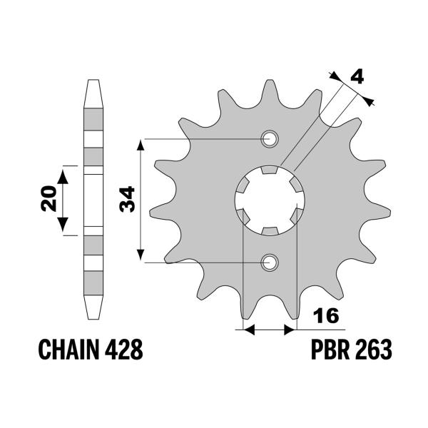 PBR front sprocket Z14 teeth 428 size HM CRM125F 2008-2010