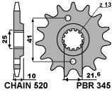 Front sprocket PBR size 520, 15 teeth for Yamaha XT660Z TENERE Z ABS (11D) 2011>2012