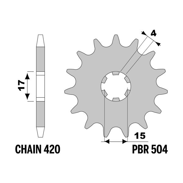 Pignone PBR Z13 denti passo 420 Kawasaki AE50 1982-1983