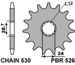 Front sprocket PBR size 530, 17 teeth for Kawasaki ZX900 (A1-A3) 1984>1985
