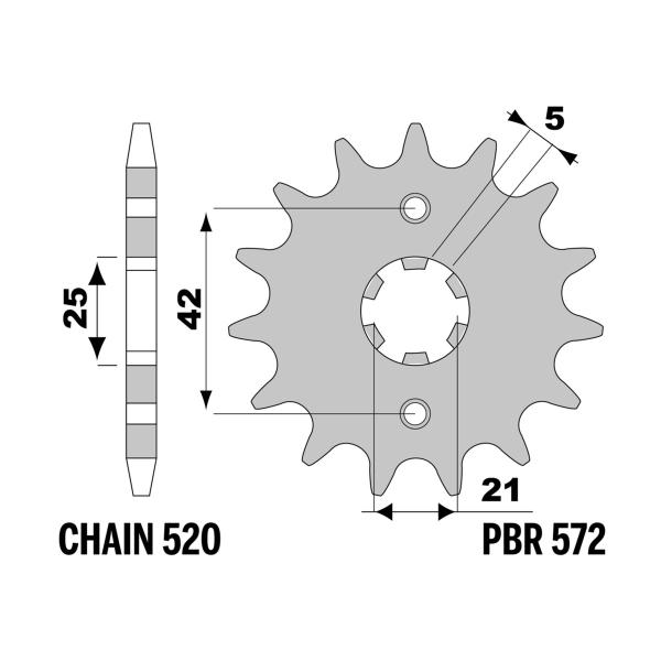 PBR front sprocket Z16 teeth 520 size Yamaha SR250 1991-2000