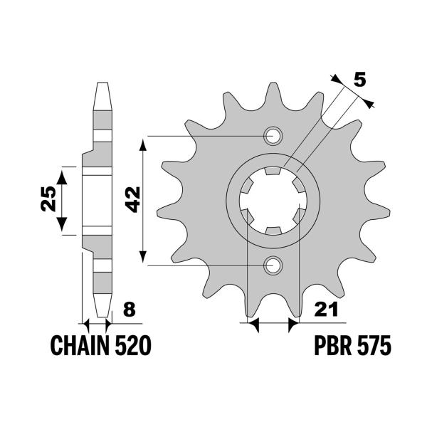 Pignone PBR Z15 denti passo 520 Yamaha TT600 1982-1992