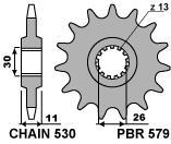 Front sprocket PBR size 530, 17 teeth for Yamaha XJR1200 (Modifica caT530) 1995>1999