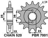 Front sprocket PBR size 520, 15 teeth for Ducati 907 PASO IE 1992