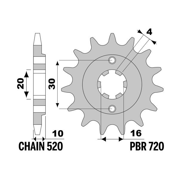 PBR front sprocket Z14 teeth 520 size Cagiva Mito EV 125 2000-2004